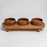 Acacia Wood Server Set with 3 Bowls