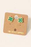 Gold Dipped Epoxy Clover Stud Earrings