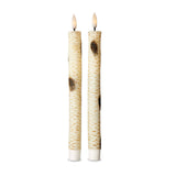 Birch Wood LED Taper Candless Set of 2