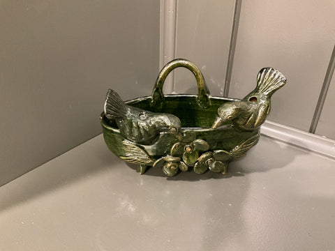 Green bird pottery