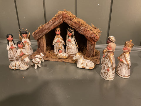 14 piece Nativity set with crutch