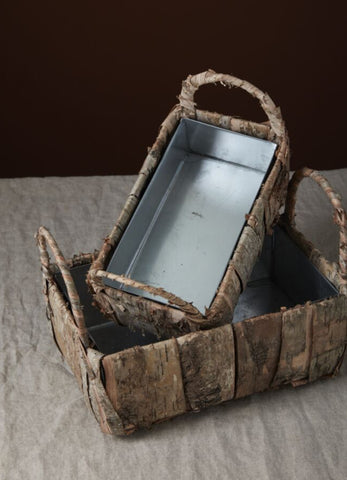 BANDED BIRCH BASKET small