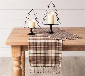 Table Runner - Brown Plaids, Reversible Brushed Cotton