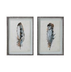 Wood Wall Décor w/ Feather, 2 Styles