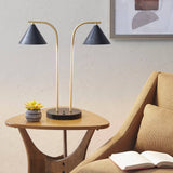 Black Gold Modern Two-Light Table Lamp