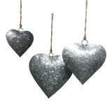 Set of 3 Metal 3-D Hanging Hearts Ornaments W/O Ribbon