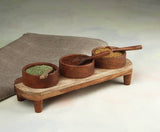 Acacia Wood Server Set with 3 Bowls