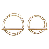 Golden Rings Floating Wall Shelves - Set of 2