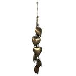 Six Piece Valentine's Heart Bell Chime Pendant on Jute Rope