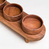 Acacia Wood Server Set with 3 Bowls