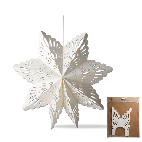 18 Inch Alpine Snowflake Paper Hanging Decor - White