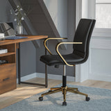 Black LeatherSoft Office Chair with Gold Arms