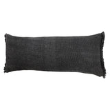 Muted Black Solid Stonewash Throw Pillow with Fringe