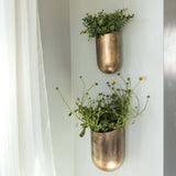 Kacela Set of 2 Brass Cylinder Wall Planter Pots Metal