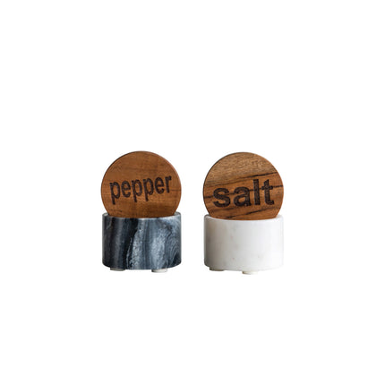 Salt and Pepper Container with Wood Lid, 2 Styles