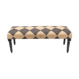 Alex Natural Jute and Black Diamond Upholstery Bench