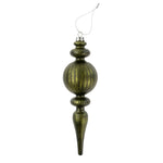 Noel Spindle Glass Ornament, Dark Green