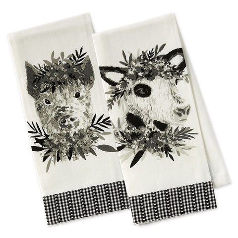 Barn Animals Embellished Dishtowels