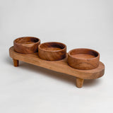 Acacia Wood Server Set with 3 Bowls