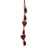 Six Piece Valentine's Heart Bell Chime Pendant on Jute Rope