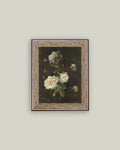 Moody Still Life Rose Framed Antique Art