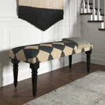 Alex Natural Jute and Black Diamond Upholstery Bench