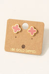 Gold Dipped Epoxy Clover Stud Earrings