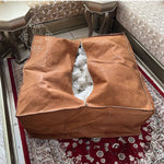 Handmade Furniture | CowHide Leather OttomanTable-Unstuffed