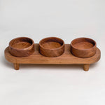 Acacia Wood Server Set with 3 Bowls