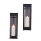 Metal Pillar Candle Sconces with Glass Inserts