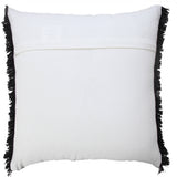 Muted Black Solid Stonewash Throw Pillow with Fringe