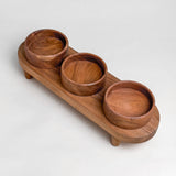 Acacia Wood Server Set with 3 Bowls