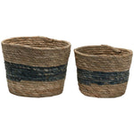 BLUE STRIPE NATURAL BASKETS LARGE, SET OF 2