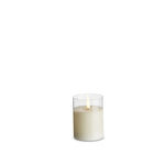 3 x 4 Clear Glass Ivory Pillar Candle