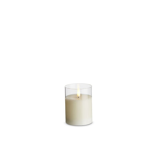 3 x 4 Clear Glass Ivory Pillar Candle