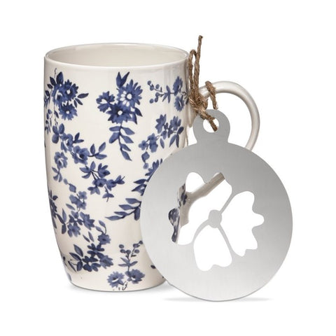 COTTAGE FLORAL MUG & STENCIL SET