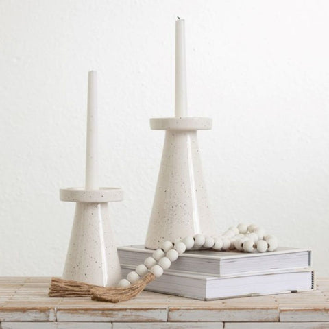 Stoneware Candle Holders/Pillars S/2